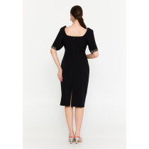 Short Sleeve Midi Polyester Column Regular Evening Dress