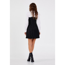 Long Sleeve Mini Polyester Column Regular Casual Dress, Black And White