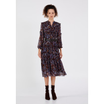 Long Sleeve Midi Chiffon Column Regular Casual Dress
