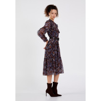 Long Sleeve Midi Chiffon Column Regular Casual Dress