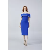 Off Shoulder Midi Crepe...
