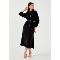 Long Sleeve Midi Viscose Column Regular Casual Dress
