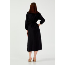 Long Sleeve Midi Viscose Column Regular Casual Dress