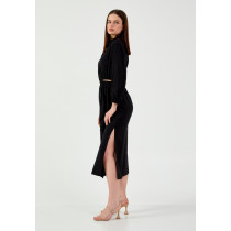 Long Sleeve Midi Viscose Column Regular Casual Dress