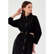 Long Sleeve Midi Viscose Column Regular Casual Dress