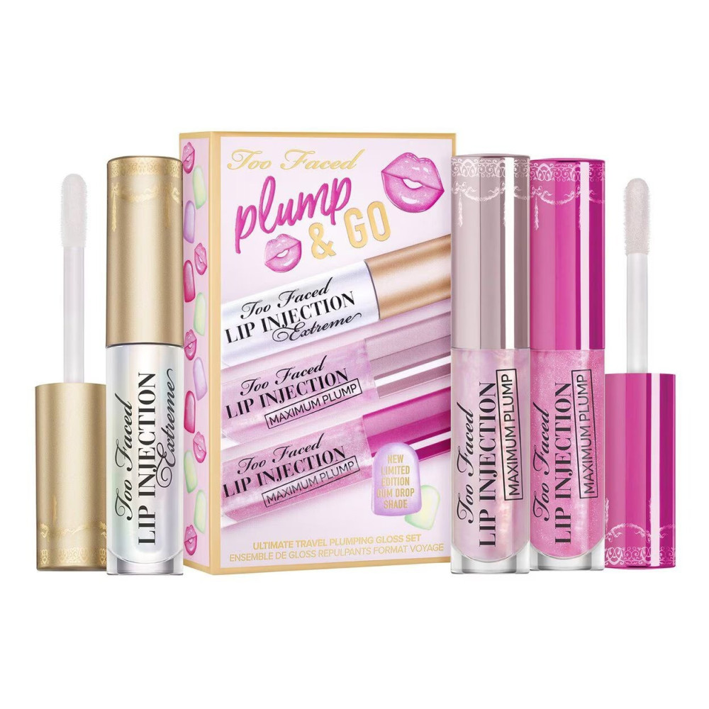 Too Faced Plump And Go: Travel Size Lip Plumper Gloss Trio Set