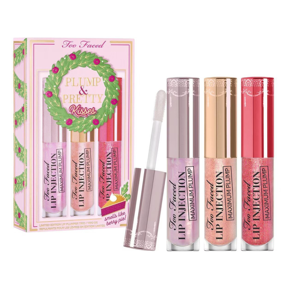 Too Faced Plump And Pretty Kisses: Travel Size Lip Plumper Gloss Trio Set