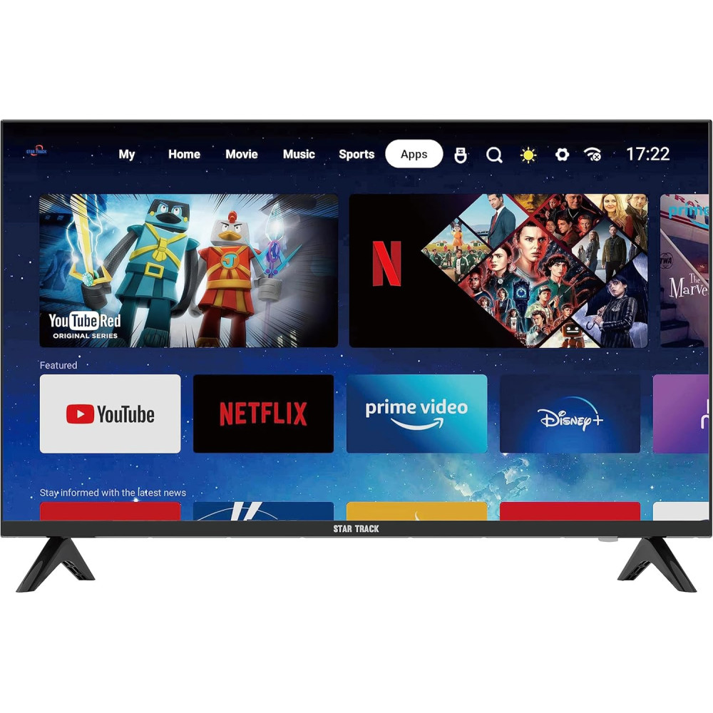 Star Track 50 Inch Smart TV Android 14, Full HD, Netflix, YouTube, Miracast, Bezel Less, Satellite Receiver