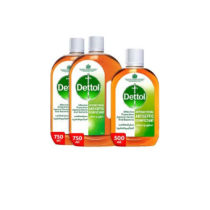 Dettol 2-Piece Disinfectant 750 ml With Anti bacterial Antiseptic Liquid 500 ml, Orange Colour