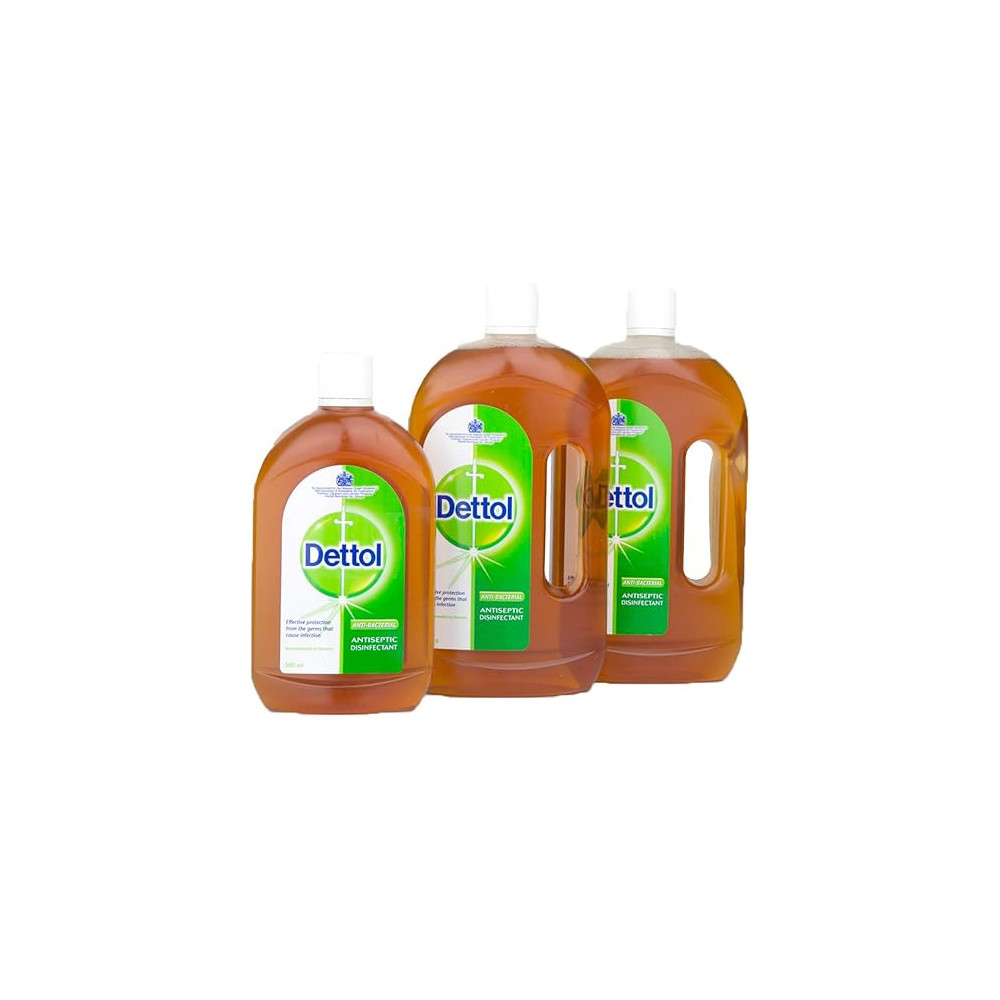 Dettol 2-Piece Disinfectant 750 ml With Anti bacterial Antiseptic Liquid 500 ml, Orange Colour