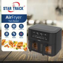 STAR TRACK 10L Air Fryer, Dual compartment,11 Blades Fan, 3040W, 9 Cooking Preset