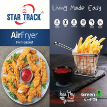 STAR TRACK 10L Air Fryer, Dual compartment,11 Blades Fan, 3040W, 9 Cooking Preset
