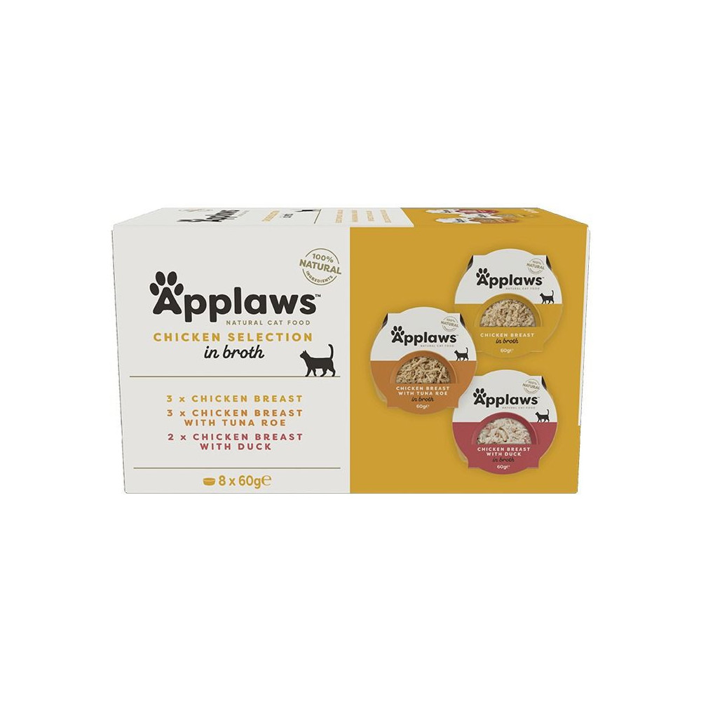 Applaws Chicken Selection in Broth Adult Wet Cat Food 8 x 60g Pot