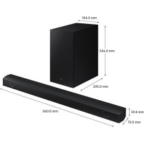 Samsung Soundbar Speaker 2022-2.1ch Surround Sound Audio With 5 Speakers 250W Bass Virtual DTS:X Wireless Subwoofer And - HW-B550