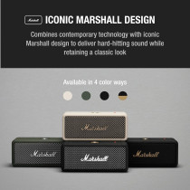 Marshall Emberton Portable Bluetooth Speakers - Water Resistant Wireless Speakers Portable Speaker 20 Hour of Playtime, Black, One Size