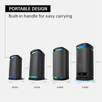 Sony SRS-XP500 - Bluetooth Speaker With Powerful Sound, Lighting And 20 Hour Battery (IPX4, Mega Bass, Fast Charge Function, Party Connect) Black