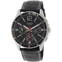 Casio Stainless Steel Analog Watch, MTP-1374L-1A, Black