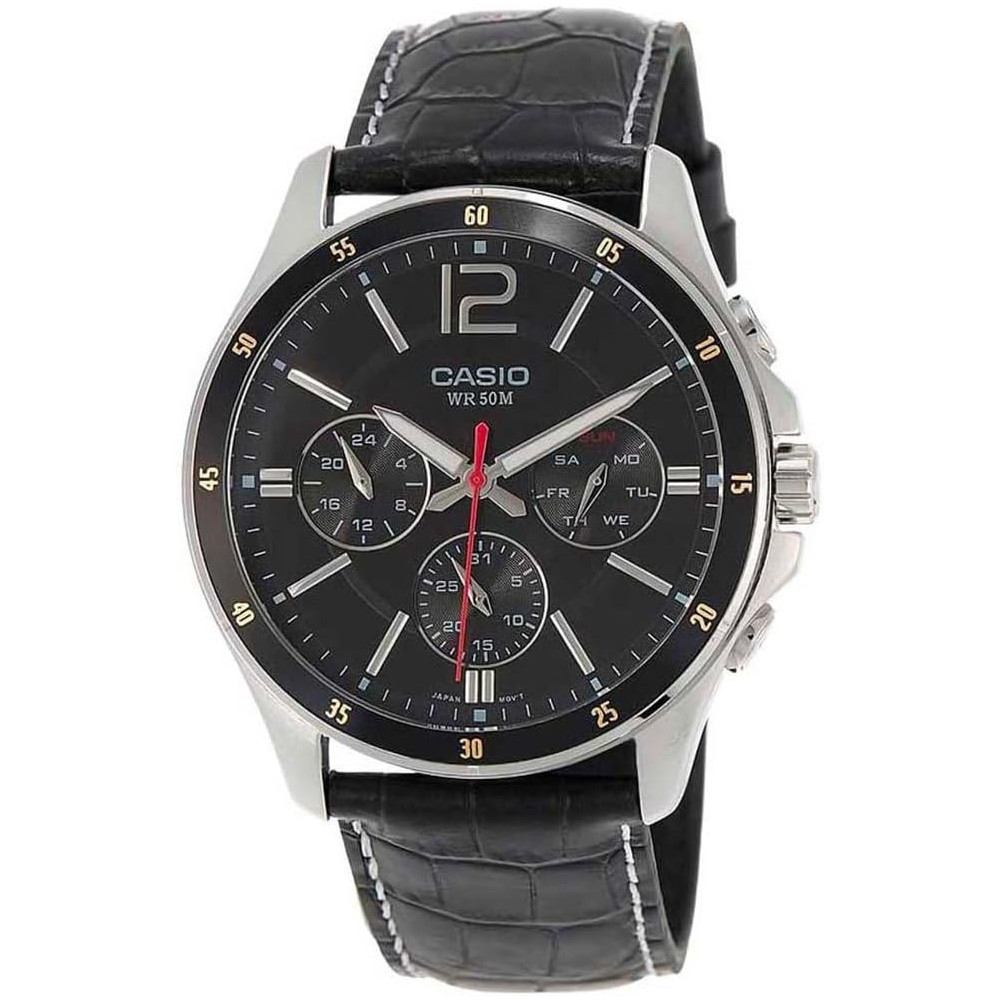 Casio Stainless Steel Analog Watch, MTP-1374L-1A, Black
