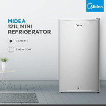Midea 120L Single Door Refrigerator with Separate Chiller Compartment, 2L Bottle Holder, Adjustable Legs, Mini Fridge for Kitchen, Bedroom, Office And Bar, MDRD133FGE