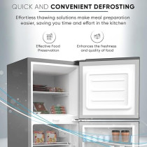 Nikai 190L Gross/138L Net, Double Door Refrigerator With Vegetable Crisper And Adjustable Glass Shelves, Defrosting And Temperature Control, Ideal For Kitchen, Bedroom, Office And Hotels, NRF190DN4S Silver
