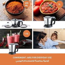 Panasonic 2000W Powerful Mixer Grinder with Double Safety Lock, 3 Multipurpose Jars - MX-AE365