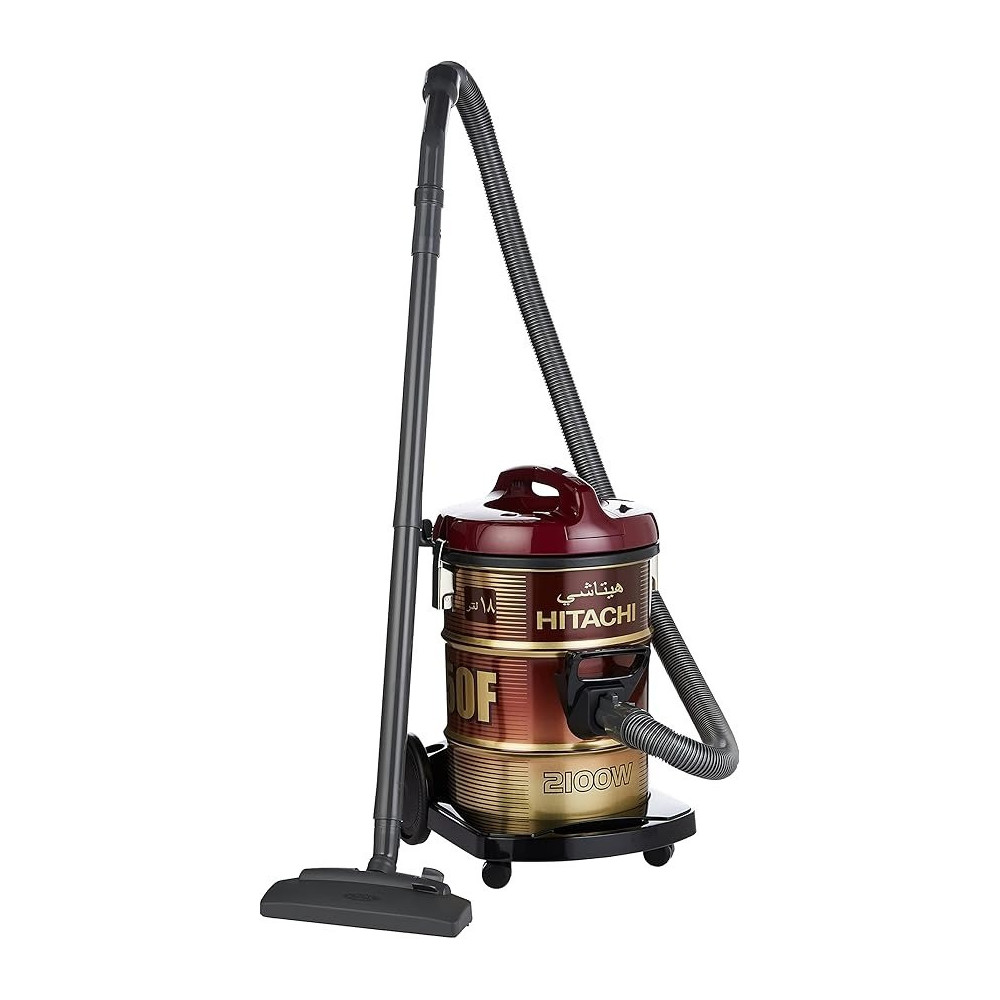 Hitachi Drum Vacuum Cleaner 2100 Watts, 18 Liters Tank Dust Capacity With 7.8M Extra Long Power Code, Removable And Washable Filter, Rug-Floor Nozzle, Best For Home, Office And Mosque, CV950F24CBSWR