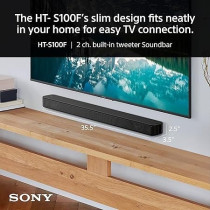 Sony S100F 2.0ch Soundbar with Bass Reflex Speaker, Integrated Tweeter and Bluetooth, (HTS100F), Easy Setup, Compact, Home Office Use With Clear Sound, Black