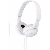 Sony MDR ZX110AP Wired On Ear Headphones with tangle free cable, 3.5mm Jack, Headset with Mic for Phone Calls, White, MDRZX110AP/W