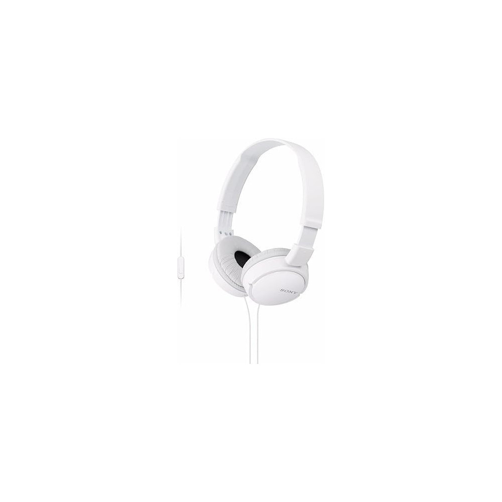 Sony MDR ZX110AP Wired On Ear Headphones with tangle free cable, 3.5mm Jack, Headset with Mic for Phone Calls, White, MDRZX110AP/W