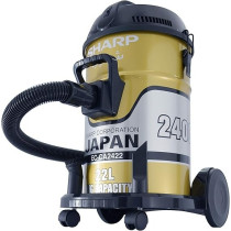 Sharp 22L 2400W Heavy Duty Drum/Barrel 100 Percentage Copper Motor Vacuum Cleaner EC-CA2422-Z Gold