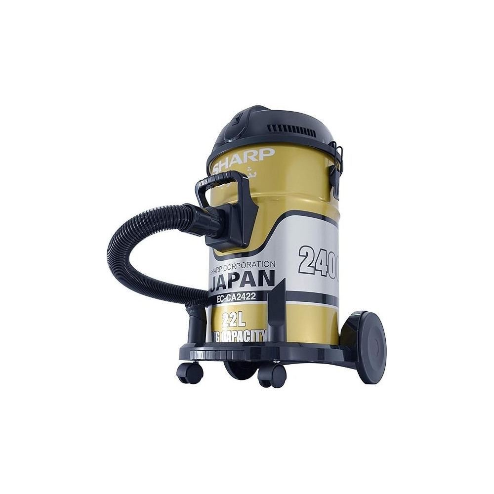 Sharp 22L 2400W Heavy Duty Drum/Barrel 100 Percentage Copper Motor Vacuum Cleaner EC-CA2422-Z Gold
