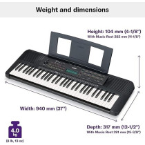 Yamaha Portable Keyboard With 61 Keys, PSR-E273, Black