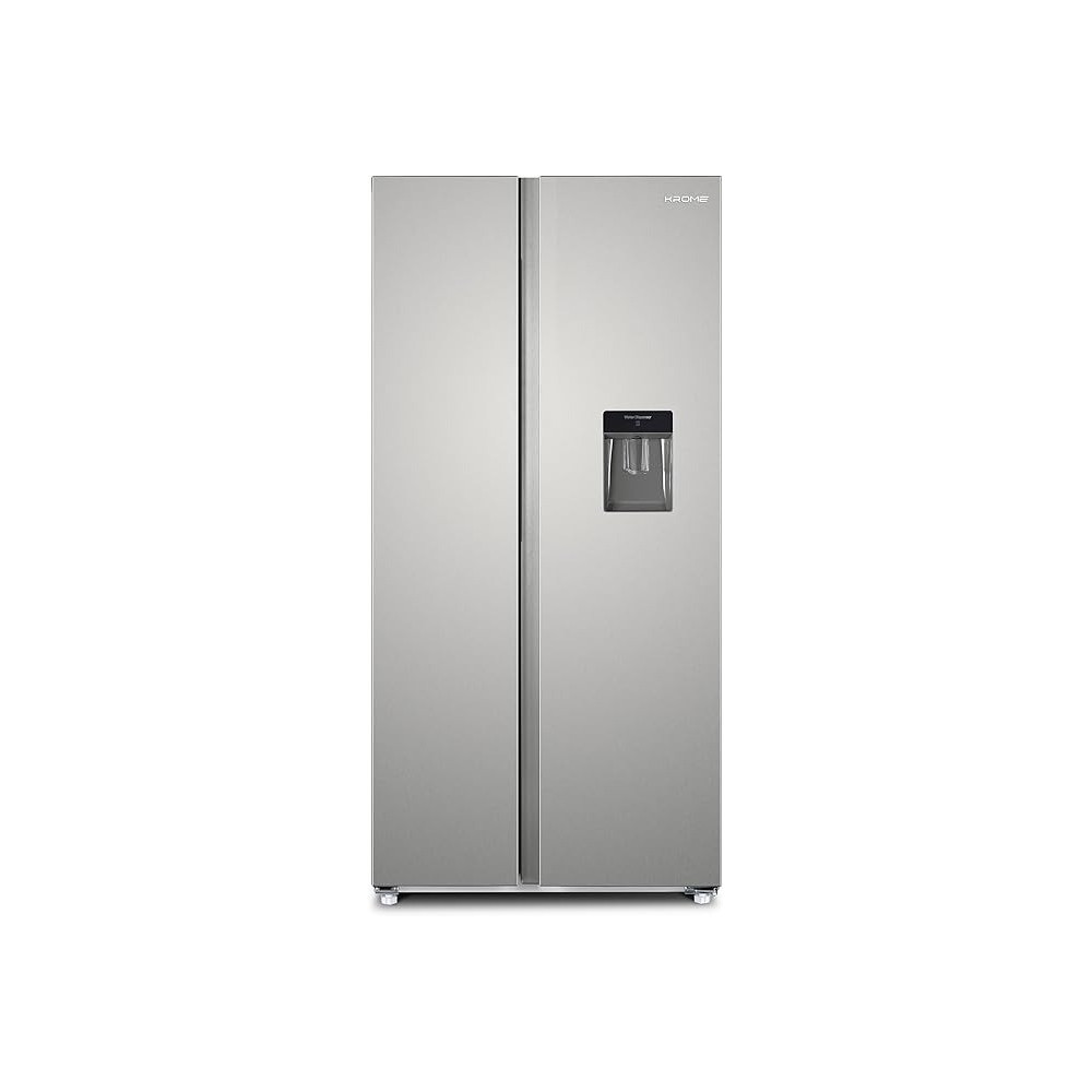 Krome 600 Liters Gross Side By Side Refrigerator With Water Dispenser, KR-SBS600WM, Inox