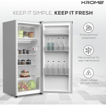 Krome 220L Gross Single Door Refrigerator, Silver, KR-RDC220H