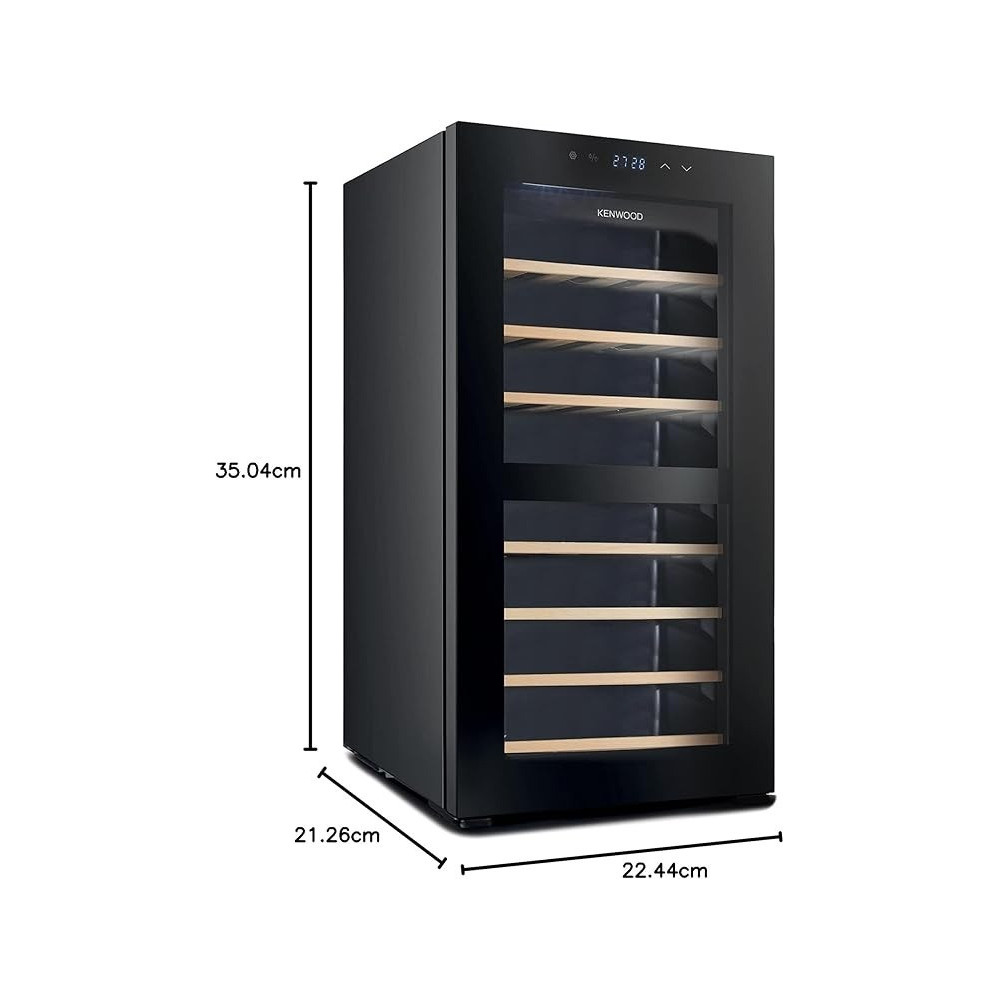 Kenwood Beverage Cooler 43 Bottles Wine Refrigerator With Dual Temperature Zone, Double Glass Door, Blue Light, Smart Control BCW43000BK, Black