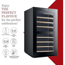 Kenwood Beverage Cooler 43 Bottles Wine Refrigerator With Dual Temperature Zone, Double Glass Door, Blue Light, Smart Control BCW43000BK, Black