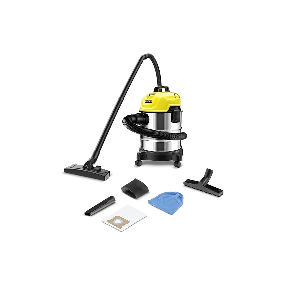 Karcher WD 1s Classic Multipurpose vacuum cleaner stainless steel body, Yellow