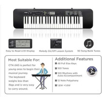 Casio Keyboard CTK240 and ADE95100 LE power Adapter, Black