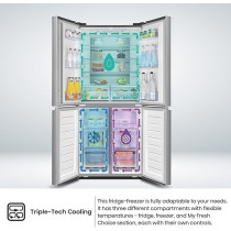 Hisense RQ561N4AC1 561 Four Door Refrigerator, No Frost Technology, Silver