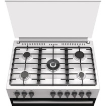 Hisense HGI9B21S, 90 cm Freestanding Gas Cooker With Dual Fan, 105 Liters Multifunction Oven, Cast Iron Pan Support, One Hand Ignition, Stainless Steel