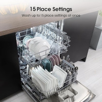 Hisense Dishwasher Stainless Steel, 8 Programs With 15 Place Settings, Three Baskets, Silver