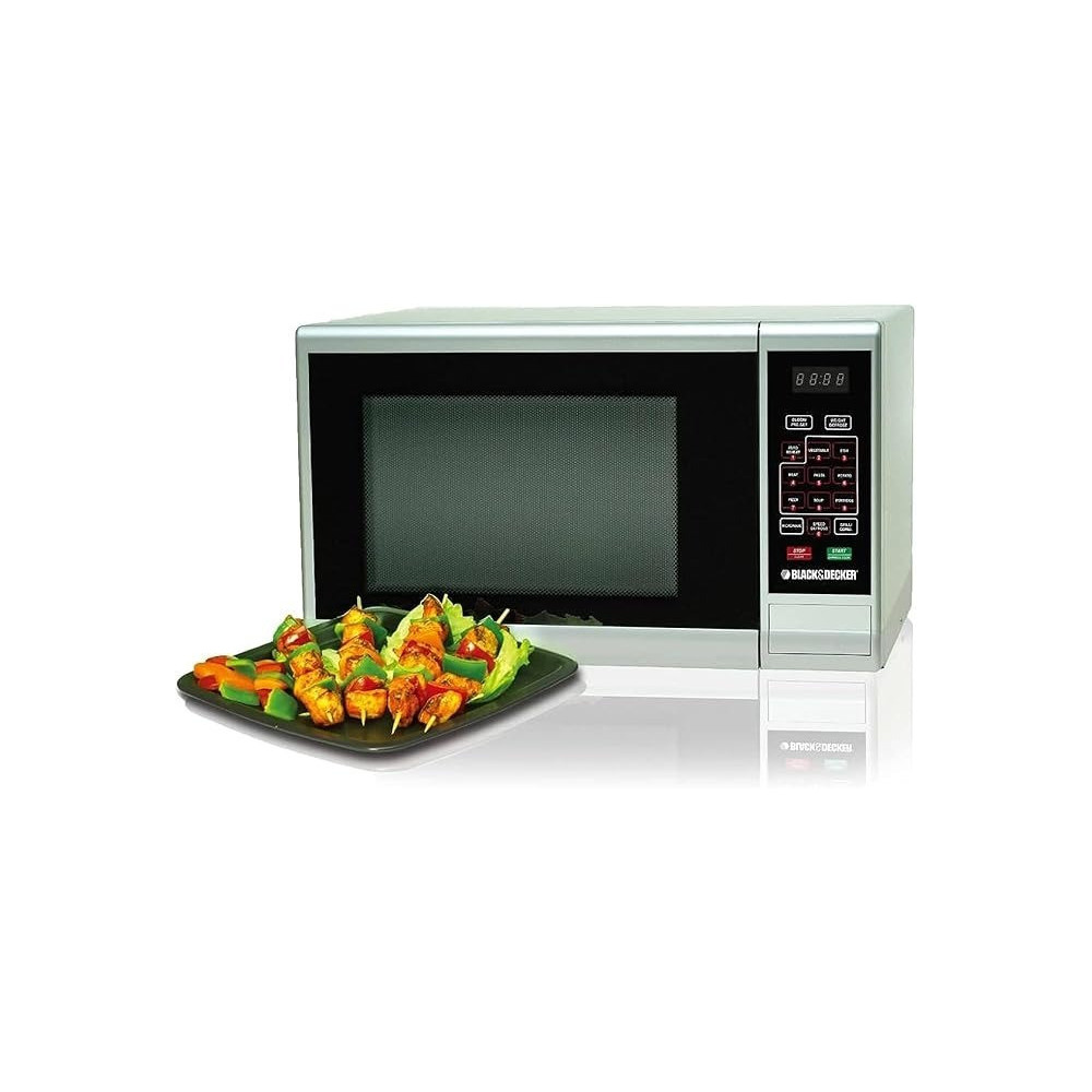 Black & Decker 30L Combination Microwave Oven with Grill, 1000W Power, Auto Menu Function, 5 Microwave Power Levels, Efficient Defrost And Grill, Sleek Finish, Silver, MZ3000PG-B5
