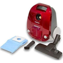SAMSUNG 1600 Watt Canister Vacuum Cleaner, Red