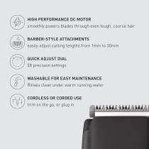 Panasonic Long Beard Trimmer For Men, 58 Length Settings And 4 Attachments For Cutting And Detailing, Cordless Or Corded Operation, ER-GB96-K, Black