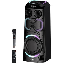 JVC Portable Party Bluetooth Speaker With 2400W PMPO Powerful Output, Builds In Sound Sensitive Led Lights With Wireless Microphone, XS-N6112PB