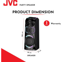 JVC Portable Party Bluetooth Speaker With 2400W PMPO Powerful Output, Builds In Sound Sensitive Led Lights With Wireless Microphone, XS-N6112PB