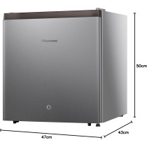 Hisense 42 Liter Compact Single Door Refrigerator, Silver, RR60DAGS0