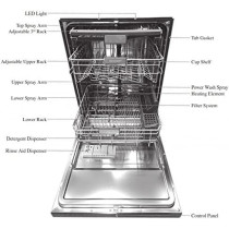 Sharp 8 Programs 14 Place Settings 3 Layered, Stainless Steel Tub Free Standing Dishwasher, Silver, QW-MA814-SS3