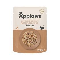Applaws 70g x 12pcs Chicken with Wild Rice in Broth Wet Cat Food Pouch
