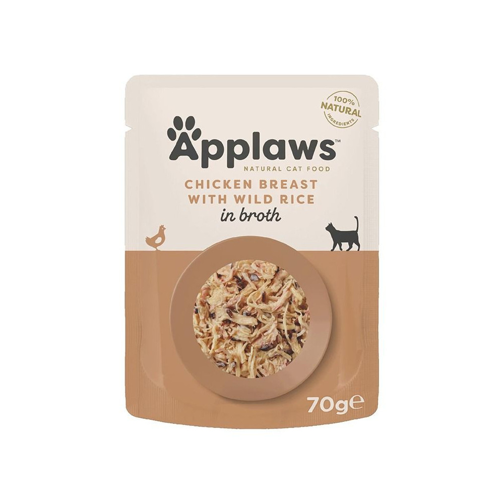 Applaws 70g x 12pcs Chicken with Wild Rice in Broth Wet Cat Food Pouch